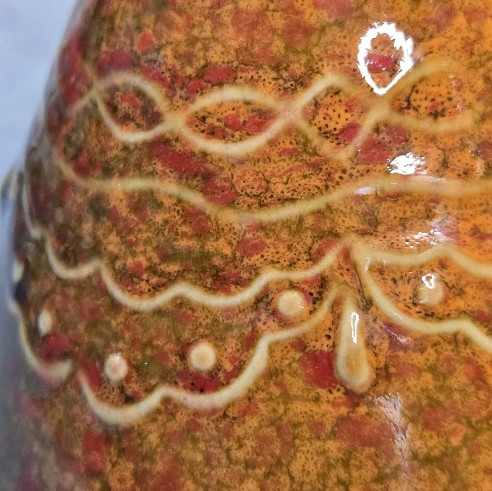 Artisan‎ Handmade Small Ceramic Crackle Glaze Bud Vase Scalloped Detail